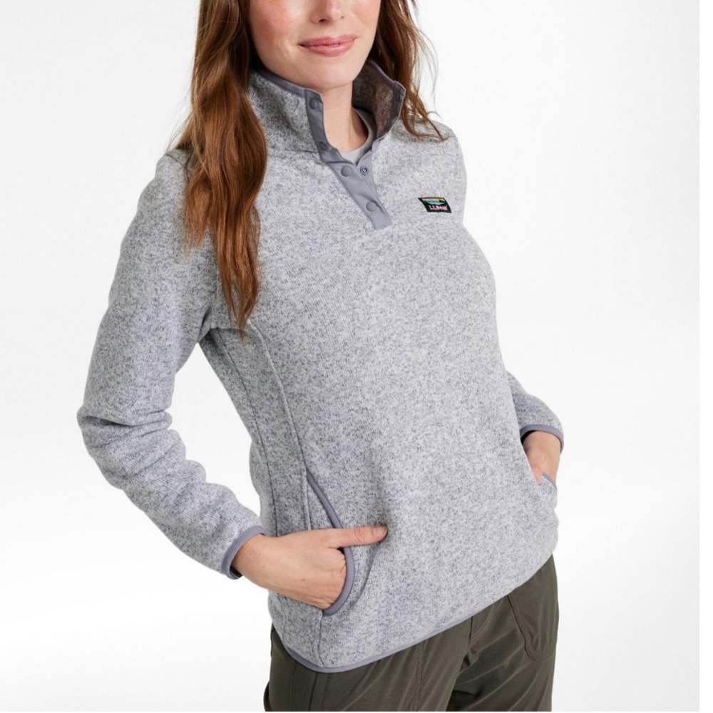 L.L.Bean Women’s Sweater Fleece Pullover Pewter Size S